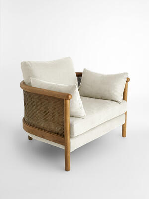 Sydney Cane Armchair - Washed Linen Flax - Hover Image