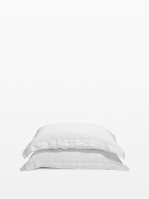 Luna Linen Oxford Pillowcase - King - White - Set of Two - Listing Image