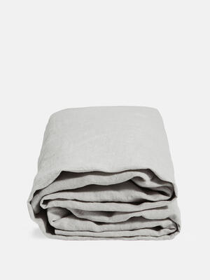 Luna Linen Fitted Sheet - Light Grey - Double/Full - Listing Image