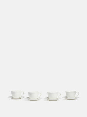 House Espresso Cup and Saucer - Bone China - White - Set of Four - Listing Image