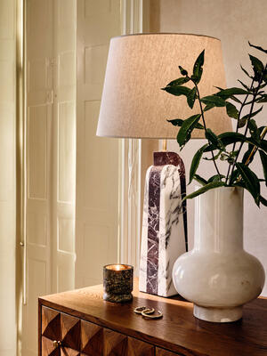Darcy Marble Table Lamp - White - Hover Image