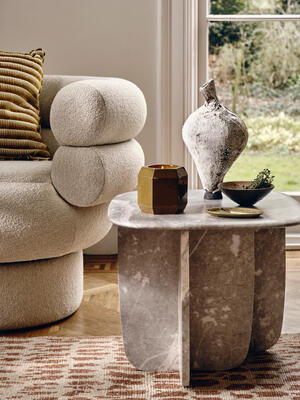 Fawsley Side Table - Grey Emperador Marble - Listing Image