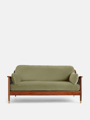 Atlanta Three Seater Sofa - Velvet - Lichen - Hover Image