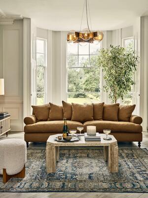 Audrey Four Seater Sofa - Linen - Ochre - Listing Image