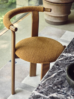 Pair of Zita Dining Chairs - Boucle - Mustard  - Hover Image