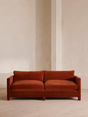 Ashford Three Seater Sofa - Velvet - Rust - Hover Image