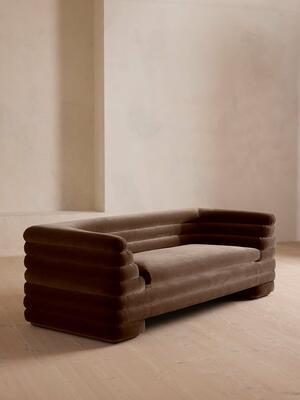 Laura Three Seater Sofa - Velvet - Chocolate - Hover Image