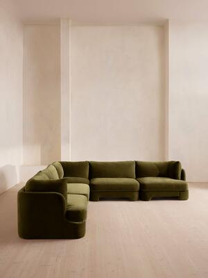 Odell Modular Sofa - Corner Sofa - Velvet - Olive - Hover Image