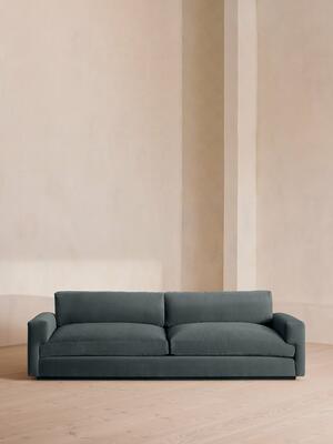 Mossley Four Seater Sofa - Velvet - Grey Blue - Hover Image