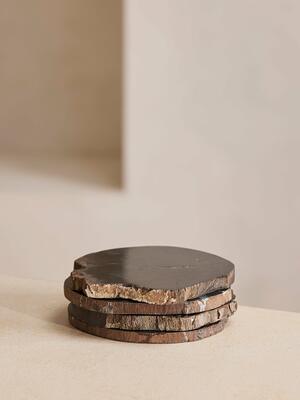 Balfern Petrified Wood Coasters - Black - Set of Four - Listing Image