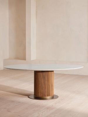 Murcell Oval Dining Table - Carrara Marble - Hover Image
