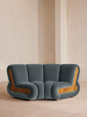 Noelle Modular Curved Armchair - Velvet Grey Blue - Hover Image