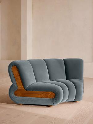 Noelle Modular Curved Armchair - Velvet Grey Blue - Listing Image