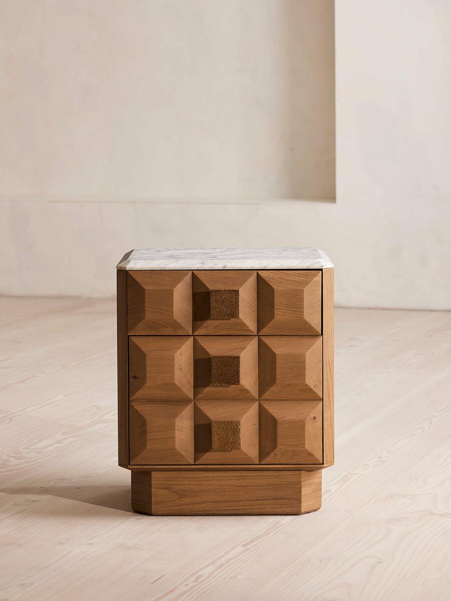 Marius Bedside Table - Small - Arabescato Corchia Marble - Listing - Image 2