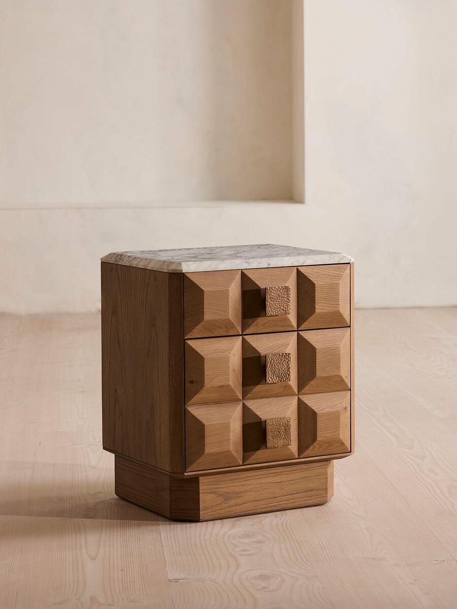 Marius Bedside Table - Small - Arabescato Corchia Marble - Listing - Image 1
