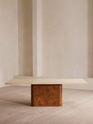 Ramsey Dining Table - Travertine & Burl - Hover Image
