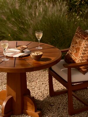 Breno Outdoor Bistro Table - Dark Stained Teak - Listing Image