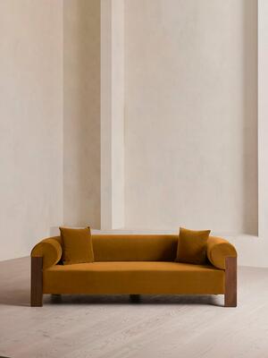Eldon Three Seater Sofa - Walnut - Velvet - Mustard - Listing Image