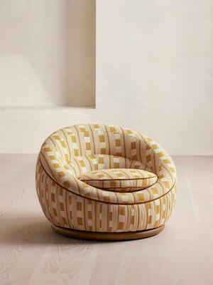 Abel Armchair - Dotted Stripe Weave - Ochre - Listing Image