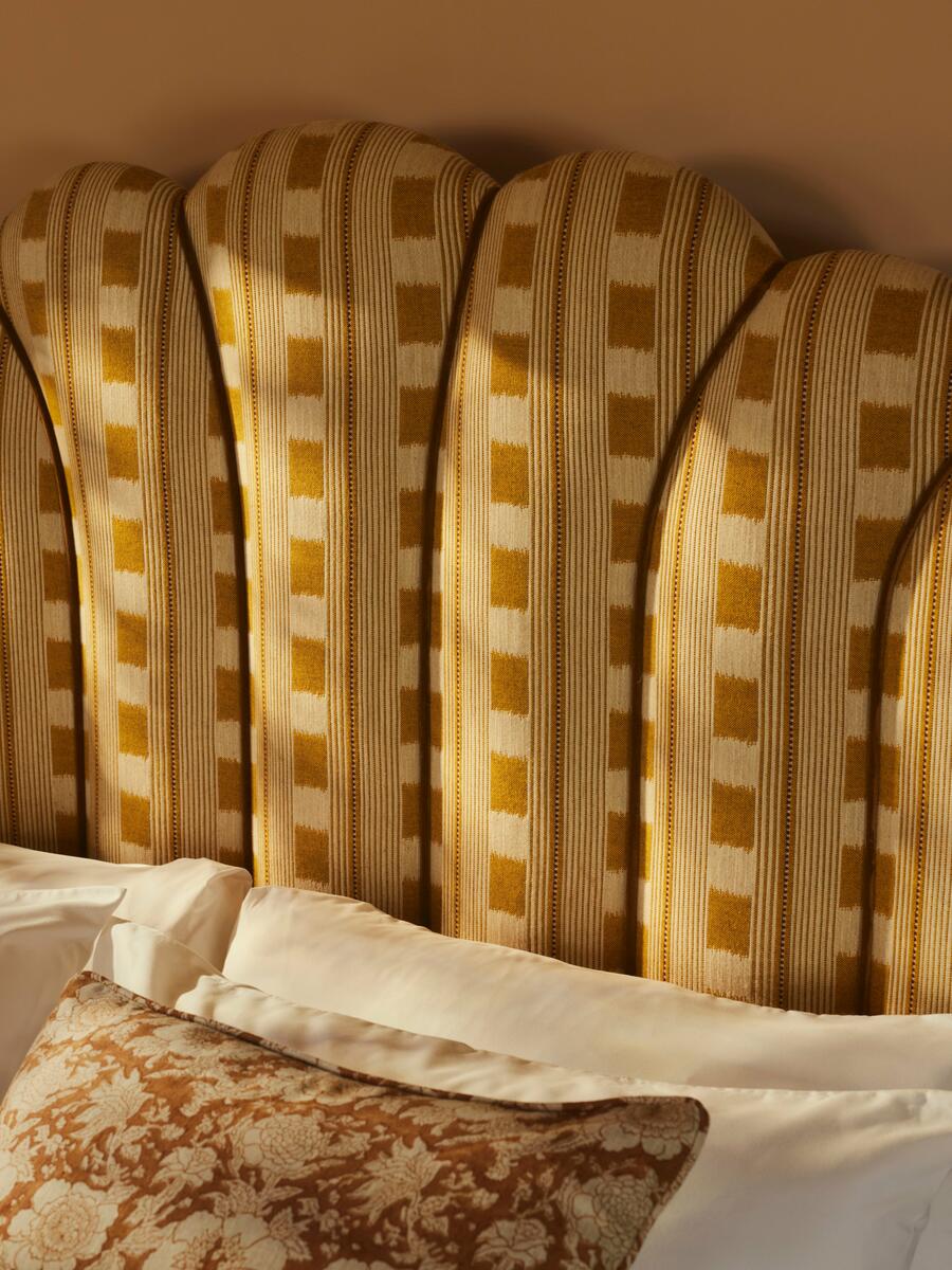 Manette Bed - Double - Woven Dotted Stripe - Ochre - Lifestyle - Image 5