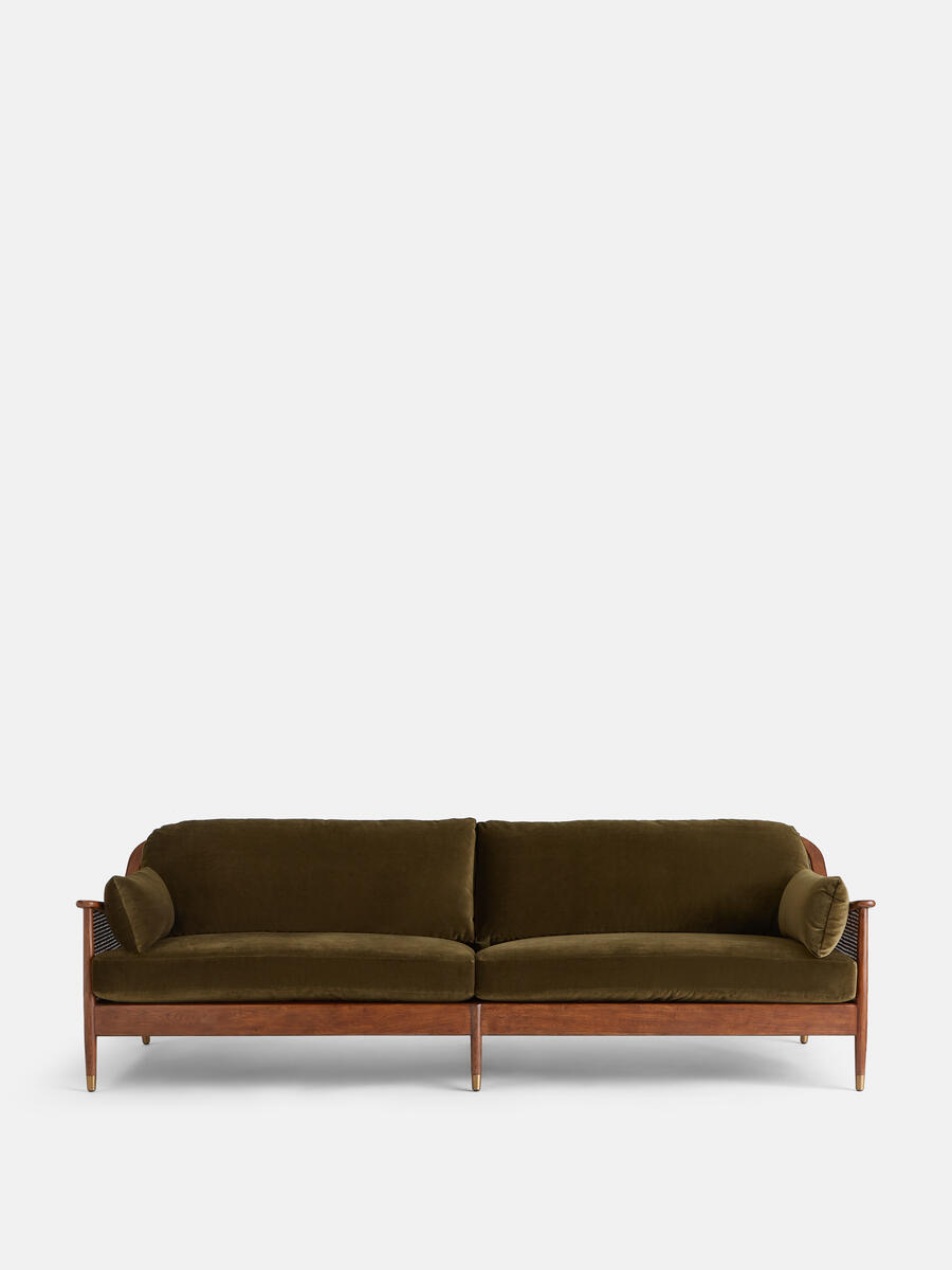 Atlanta Four Seater Sofa - Velvet - Olive - Listing - Image 2