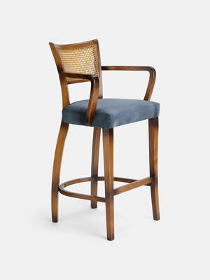 Molina Barstool - Cane Back - Velvet - Grey Blue - Listing Image