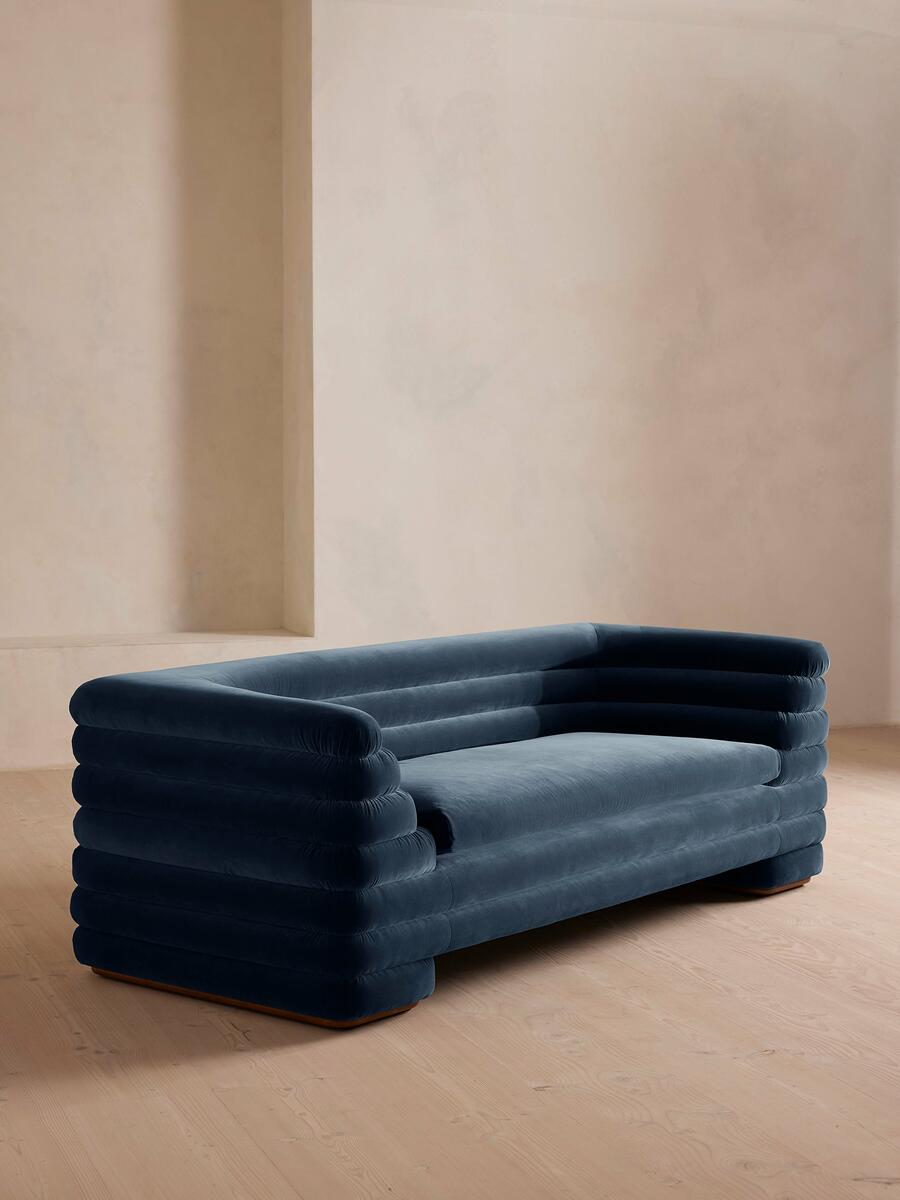 Laura Three Seater Sofa - Velvet - Royal Blue - Listing - Image 1