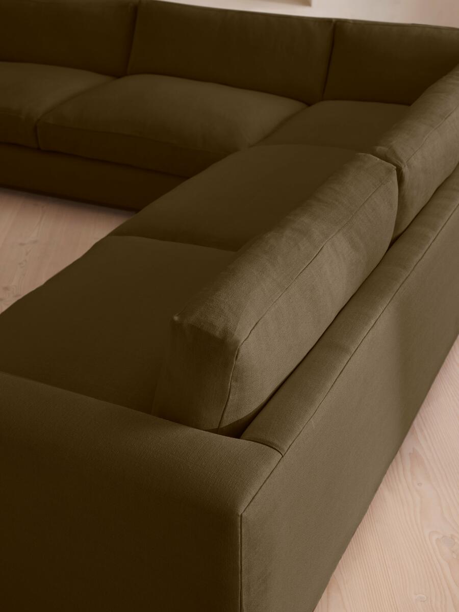 Mossley Corner Sofa - Linen - Olive - Images - Image 4