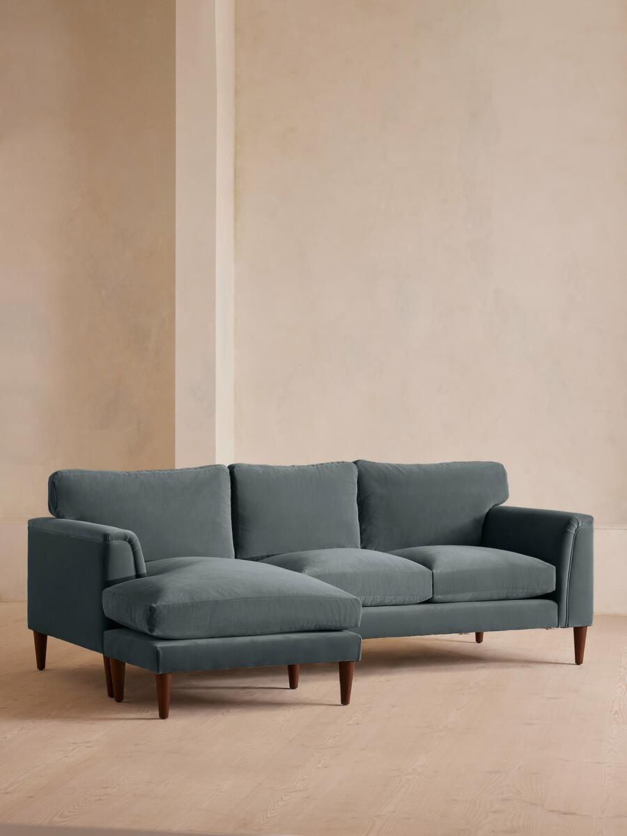 Reya Chaise-end Sofa - Velvet - Grey Blue - Listing - Image 2