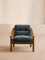 Karine Armchair - Midtone Oak - Grey Blue Velvet - Listing - Thumbnail 2