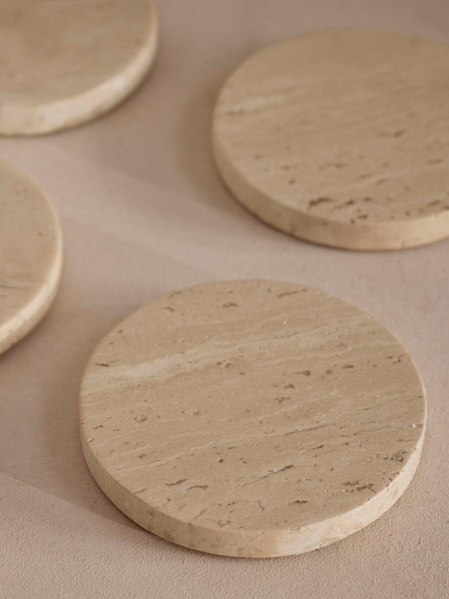 Baylis Travertine Coasters - Set of Four with Holder - Images - Image 4