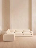 Mossley Corner Sofa - Velvet - Porcelain - Listing - Thumbnail 2