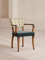 Molina Dining Armchair - Ikat Stripe and Velvet - Grey Blue UK - Listing - Thumbnail 1